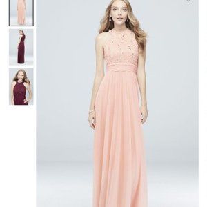 NWT David's Bridal High Neck Sequin Chiffon Dress